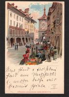 Künstlerkarte Bern - Marktgasse - Zeitglockenturm , gel.1898