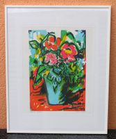 Walter Emch schönes Blumenstillleben Lithographie gerahmt