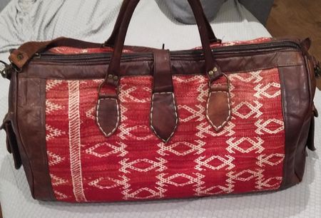 Vintage Reisetasche aus Leder und Stoff, sehr geräumig