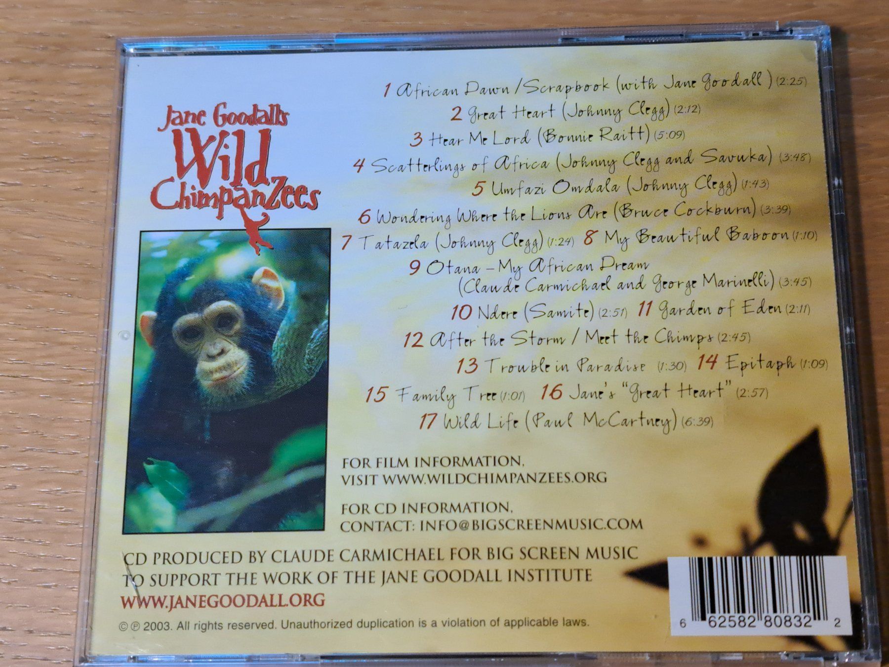 CD: Jane Goodalls Wild Chimpanzees, Original Filmmusik-CD – Nuovo (secondo la descrizione) da Unterseen venduto da Kanica 1