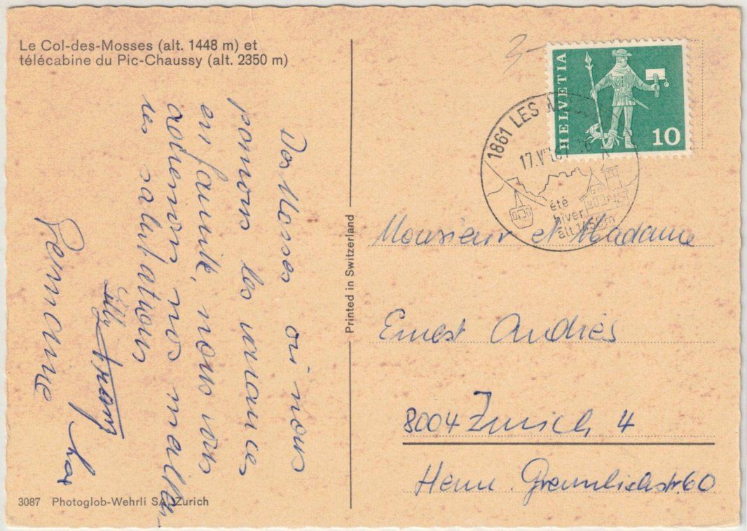 Cartoline postali: Col des Mosses - Gondelbahn Pic Chaussy – Usato da Binningen venduto da Mountainrider 1