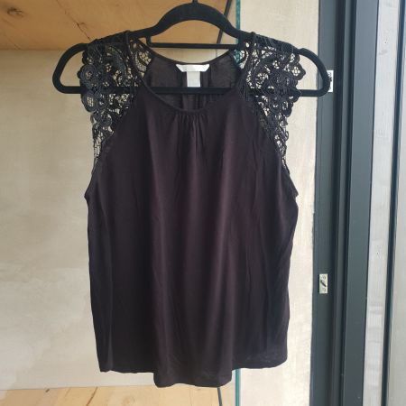🐸 VISKOSE TOP BLUSE mit SPITZE von H&M Gr M / SPITZENBLUSE