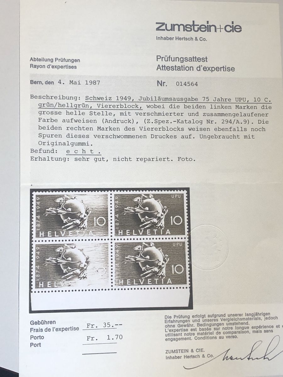 Alle Briefmarken: Andruck - spektakulärer Viererblock 294.1.09 – Neu (gemäss Beschreibung) aus Lufingen von Rac0 7