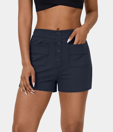 Halara Lässige Shorts mit hoher Taille marineblau S NEU