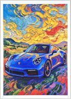 Death NYC Ltd Ed Pop Art Druck " Van Gogh Porsche