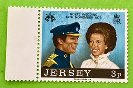 Briefmarken aus Jersey Hochzeit Prinzessin Anne und Mark 
