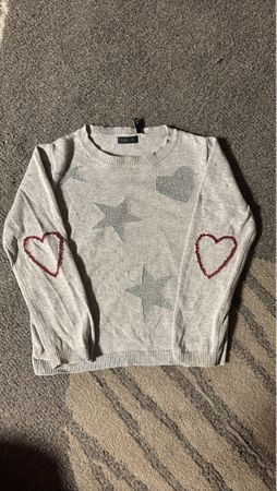 Grauer KINDER Strickpullover IKKS Sternen + Herzen, Gr 92
