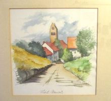 Aquarell  -  Bühl - Neusatz  -  Monogrammiert