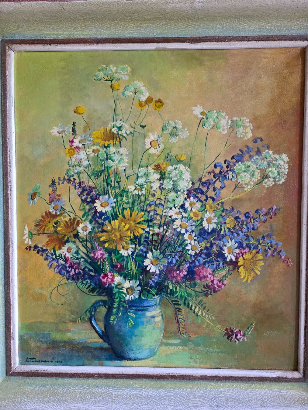 Dipinti: Antikes Gemälde Armin Schwarzenbach Blumen 1946 – Usato da Walterswil BE venduto da Lonitti 1
