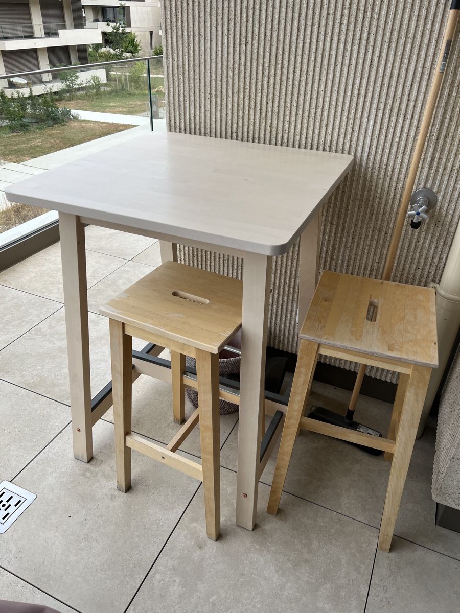 Ikea Set di tavolo e panche: Ensemble table haute et 2 tabourets en bois – Usato da Troinex venduto da Nono1331