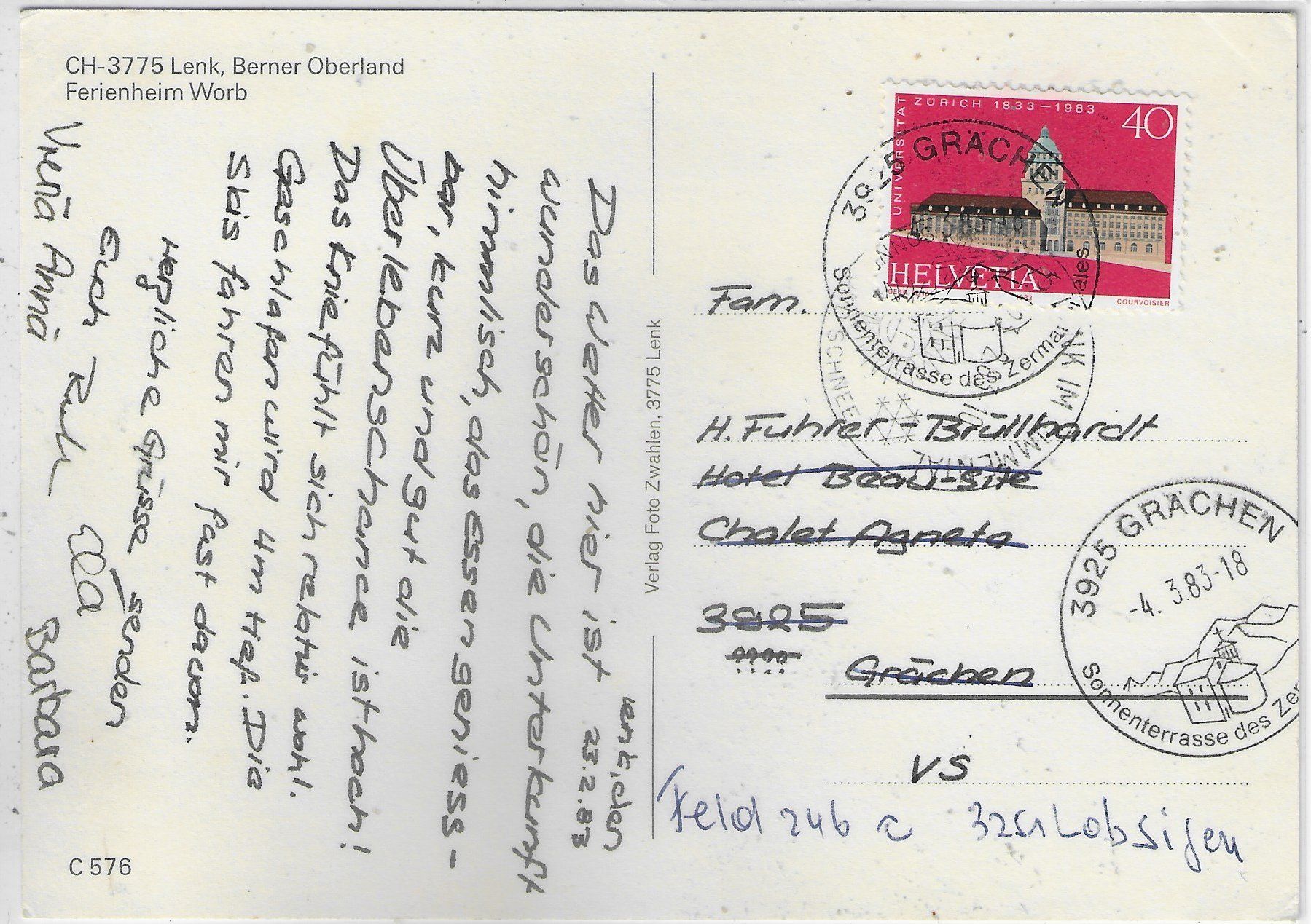 Cartoline postali: Lenk - Ferienheim Worb im Winter – Usato da Ettingen venduto da Kartenplanet 1