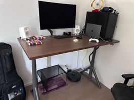 Bureau assis/debout IKEA IDÅSEN 160x80, brun/gris