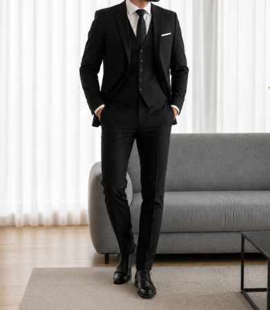 Herren Anzug Milano – Schwarz – Grösse 50 – Slim Fit 