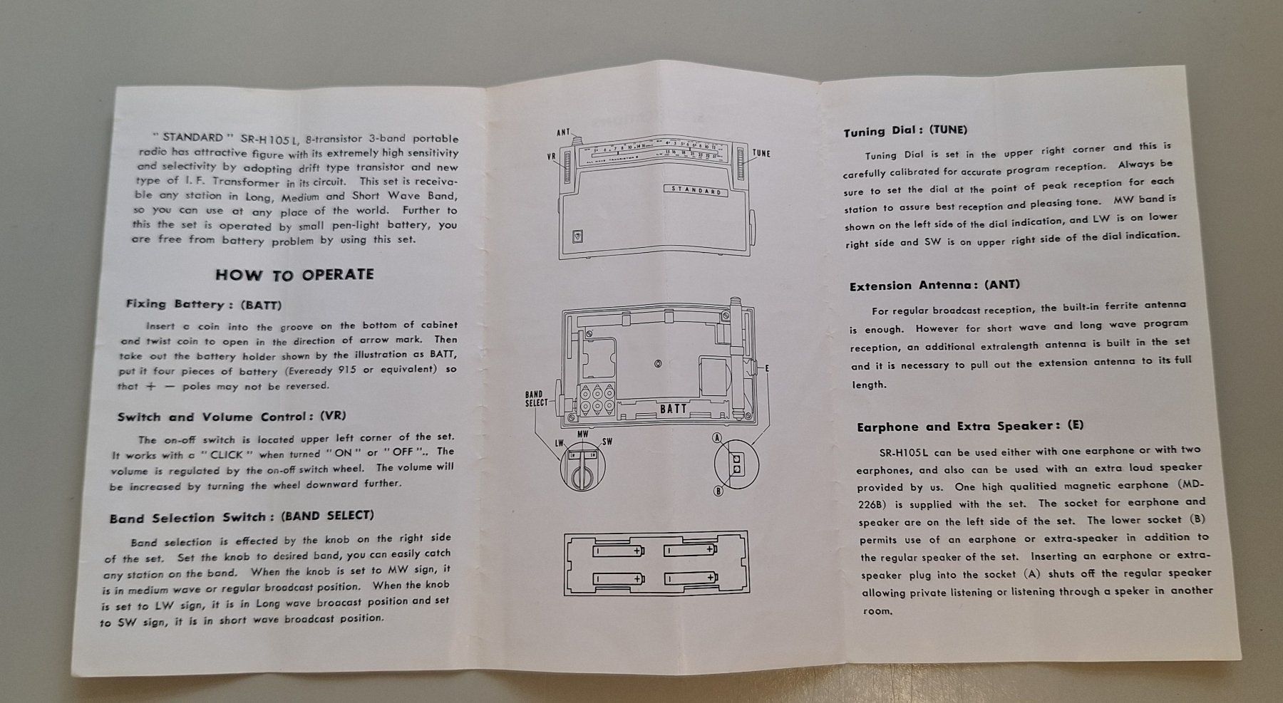 Dokumente: Anleitung Instructions Transistorradio Standard SR-H105L Jap – Gebraucht aus Gurtnellen von Stonevalley007 1