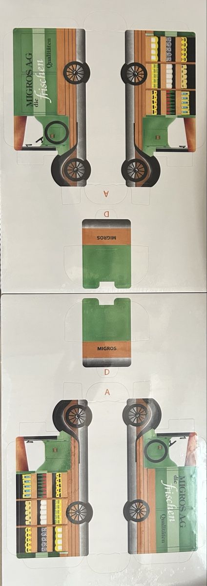 Kit di modellismo & Modellini statici: Migros Modellbaubogen Lastwagen 2 Stück – Nuovo e nell'imballaggio originale da Sarmenstorf venduto da ramoeneli