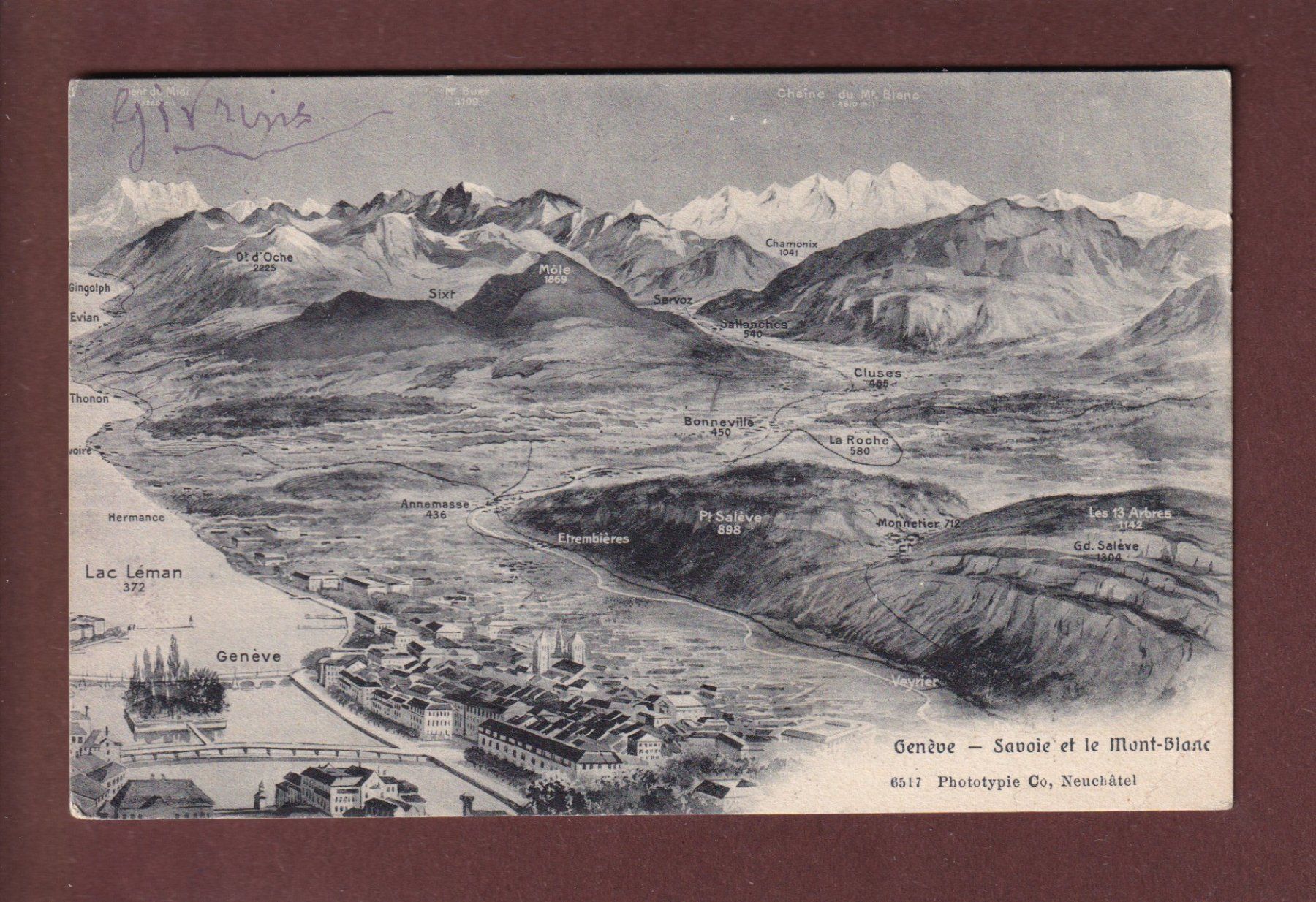 Ansichtskarten: GENEVE et environs - 1908 // pli d'angle // – Gebraucht aus Pully von nicecards