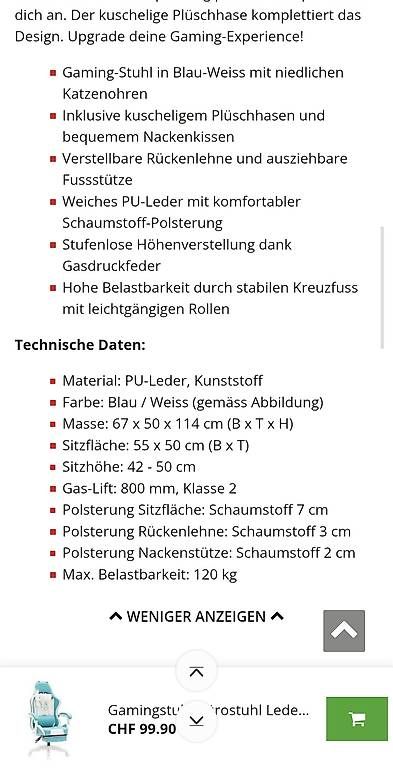 Sedie: Gamingstuhl Bürostuhl – Usato da Bülach venduto da alexvilla71 1