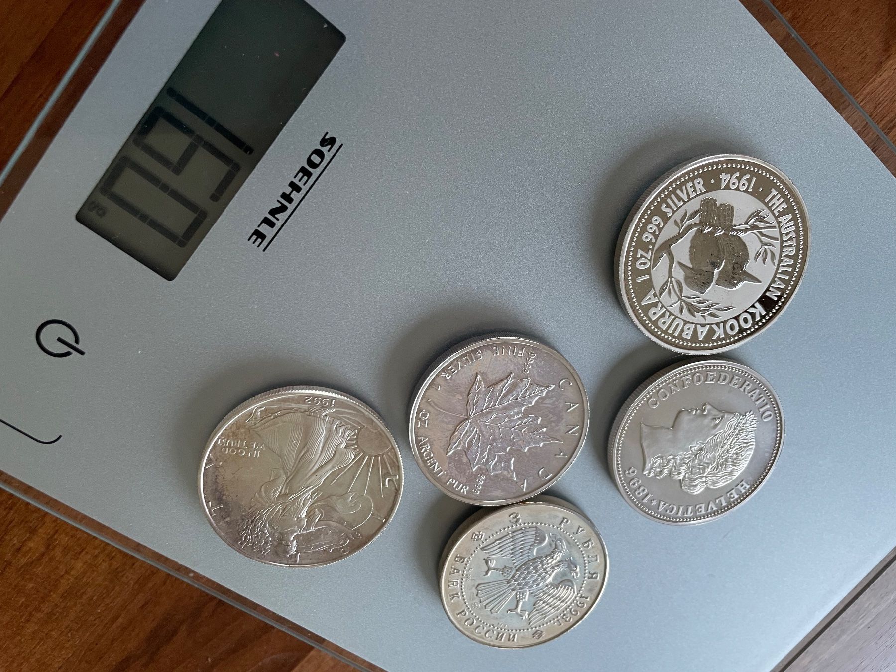 Tutti le monete: Weihnachts Silberunzen 5 Stück mit Etui – Usato da Baar venduto da Nini043 9
