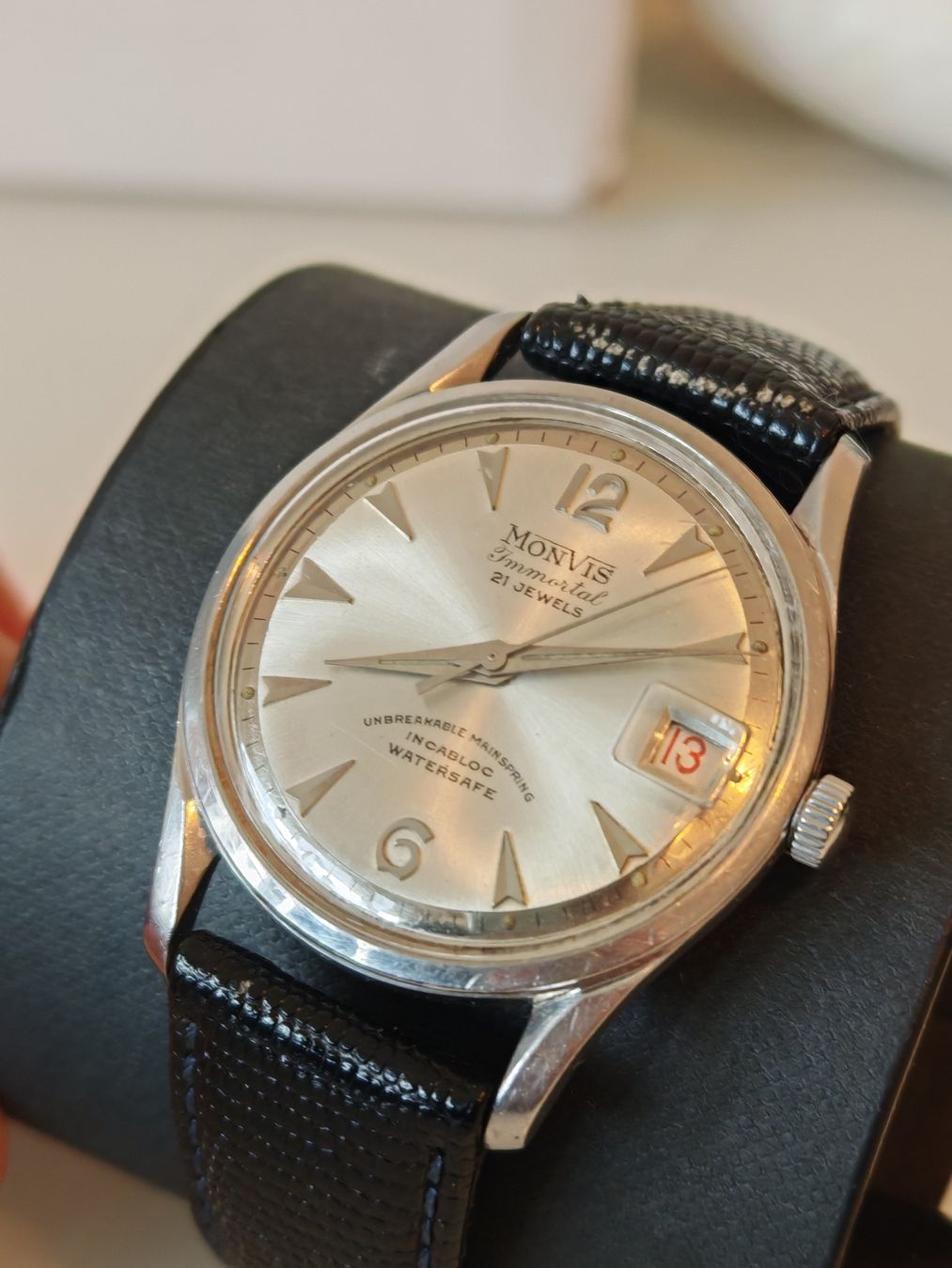 Orologi: Monvis Swiss Made Antichoc Automatic Vintage ca.1950er – Usato da Lenzburg venduto da rao_n5pj