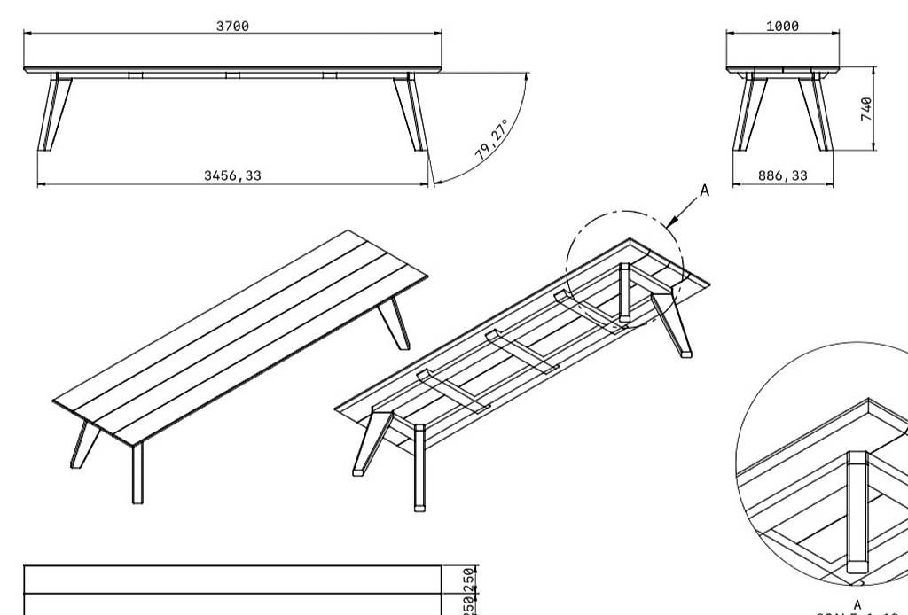 Tables: Massiver Eichen-Tisch 3.7m lang – D'occasion à Embrach par stvc 3