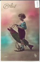 1. April - Mädchen mit Fisch - coloriert