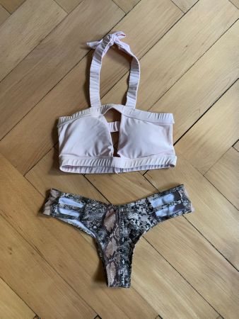 Bikini nude mit Reptil Print - M