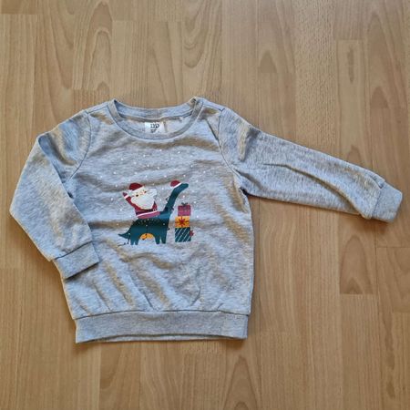 Winterlicher Pullover mit Dino und Weihnachtsmann, Gr. 104