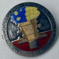 CH DROGISTENVEREIN altes Email SILBER Abzeichen by Huguenin