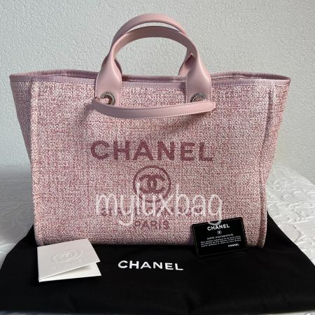 Chanel Deauville M/L Raffia Pink 21S