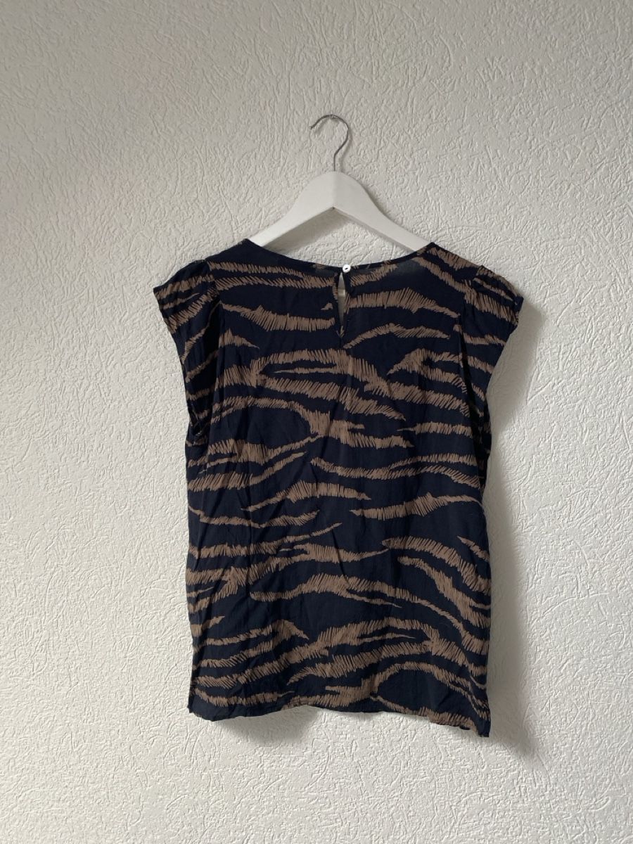 Opus Camicette: Opus Bluse Top, Gr. 40, 100 %Viscose, braun/schwarz – Usato da Homberg b. Thun venduto da Homata 2