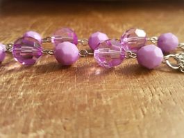 Kette Lagenlook rosa pink silberfarben aparter Style