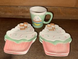 4 Dessertteller & 1 Tasse
