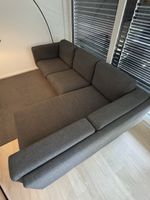 Canapé d'angle gris tissu bon état 270cm x 160cm