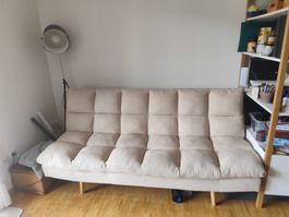 Schlafsofa beige Stoff 3-Sitzer – Sofa – Couch – Bettsofa