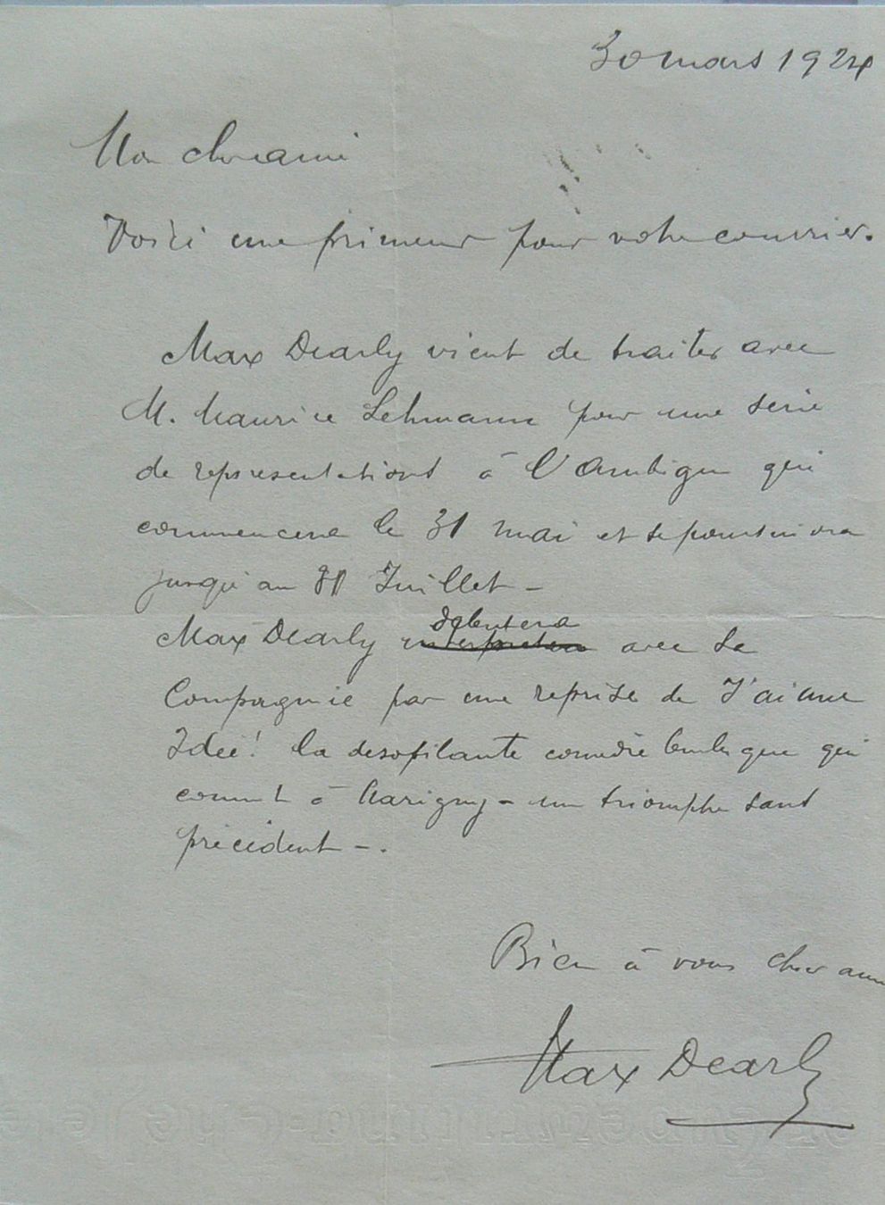 Autografi: Max Dearly (1874-1943) Schauspieler - Autogramm – Usato da Dietikon venduto da immortal-stars