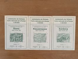6 Schweizer Landkarten, 1:50’000 1950ziger
