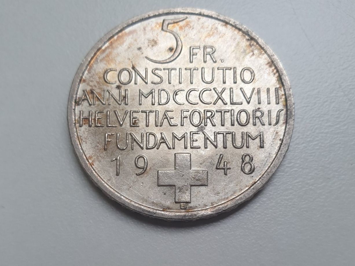 Toutes les monnaies: 🇨🇭🤍 5 Francs 1948 Constitution Silver 15g – D'occasion à Chavannes-Renens par silverismoney