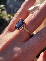 Goldener Labor Saphire Ring in 925 Silber,  gefasst, Gr. v