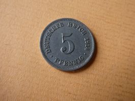 Dt. Reich 1914 J,  5 Pfennig