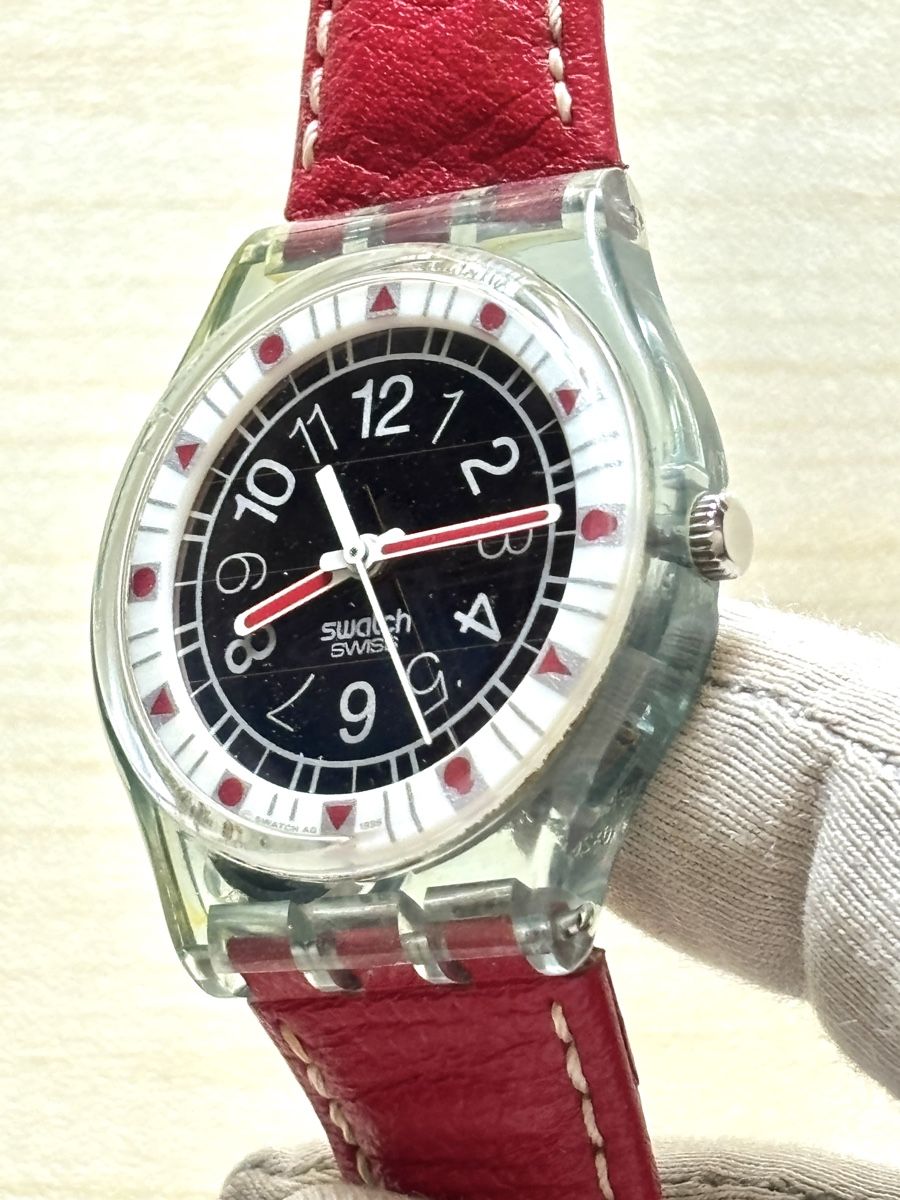 Swatch Orologi: Swatch Solar Uhr rotes Lederarmband  – Usato da Grenchen venduto da chththl 6