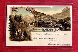 Chateau d'Oex - Vue du Village - Litho - 1898