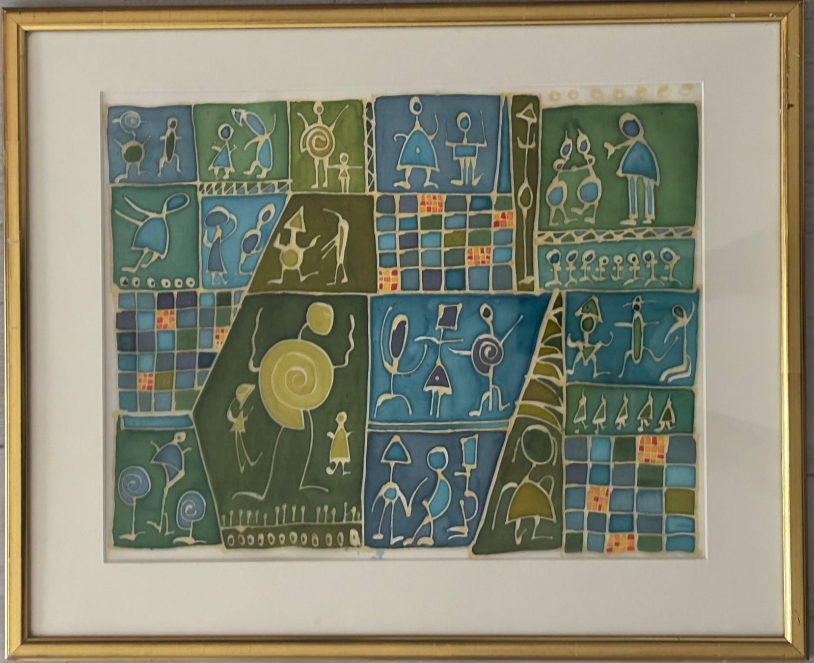 Dipinti: abstrakte, patchworkartige Figurenmalkunst (Unikat) – Usato da Rütihof venduto da Yaro22