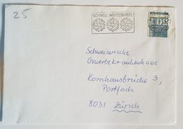 BW12) 485, Rollenmarke mit greiflöcher auf Brief