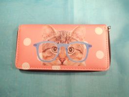 Portemonnaie, Katze mit Brille, Kunstleder