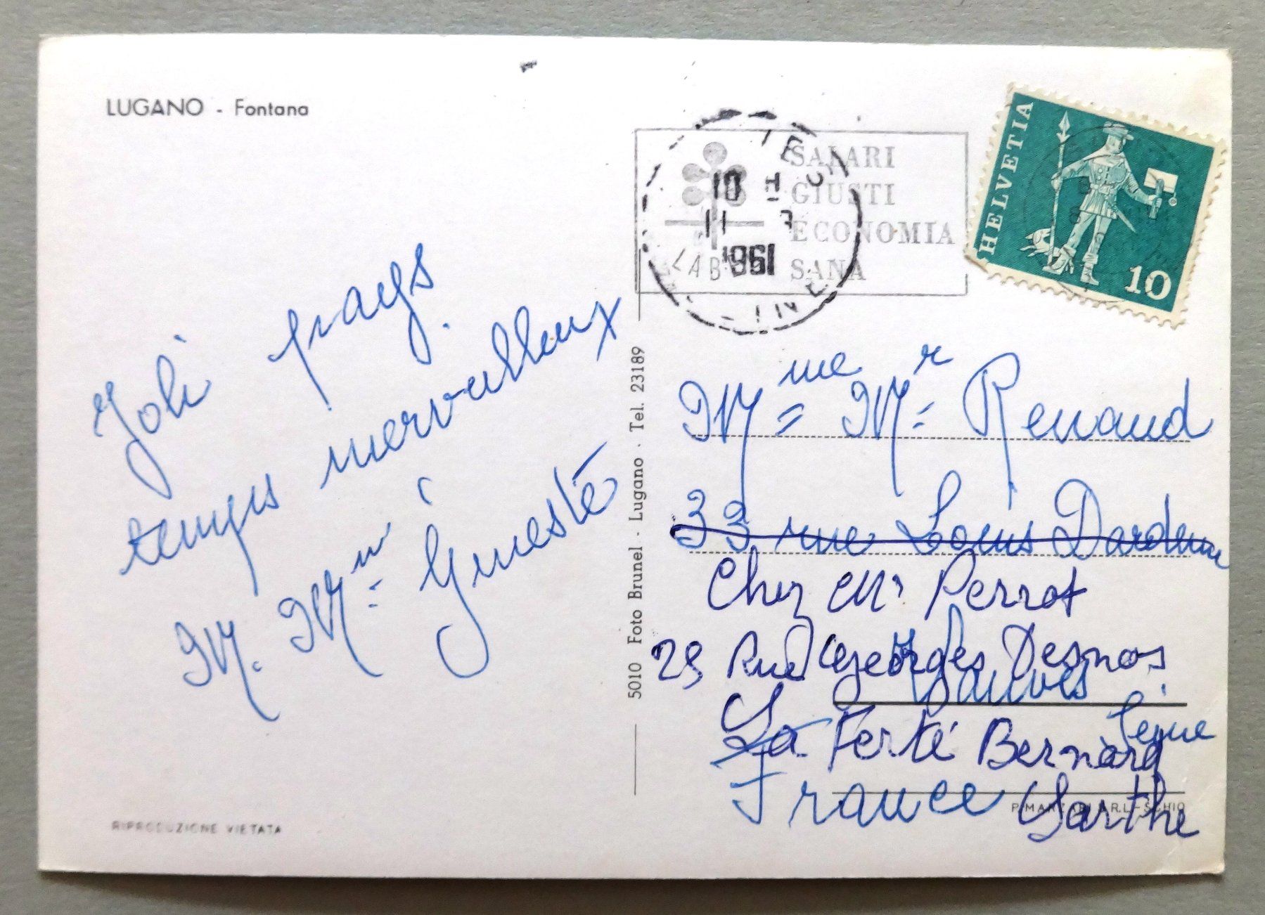 Cartes postales: Lugano - Fontana – D'occasion à Fétigny par Billy2miny 1