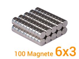 100x Magnet D6x3 - Neodym - stark haftend N45