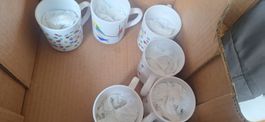 6 Kaffeetassen bunt gemustert guter Zustand