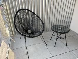 Balkon Set, Tisch und Stuhl, Schwarz, Top Zustand!