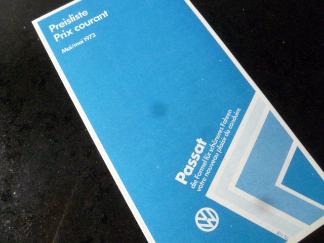 VW Documenti: VW Passat Preisliste Mai 1973 – Usato da Zofingen venduto da sosalinos01