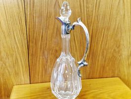 Bleikristall Karaffe 24% Bavaria mit 925 Silber Griff. 36cm
